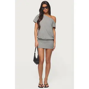 Striped Off Shoulder Cutout Mini Dress