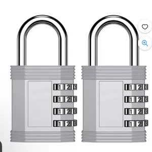 Combination Lock for Locker, 4 Digit Combo Lock for Gym, School, Fence, Toolbox, Gate (3Pack+Bonus Mini, Silver)