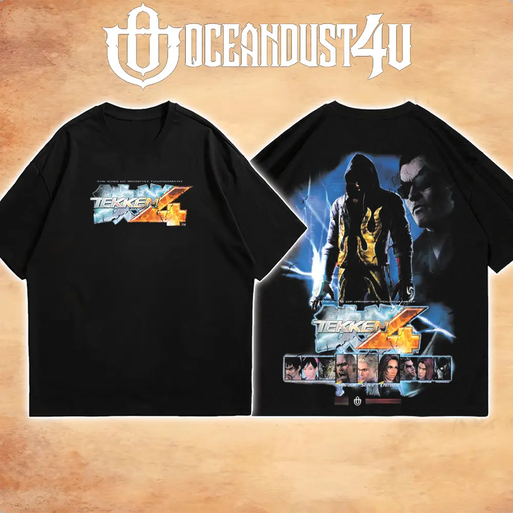 OceanMOB4U Tekken 4 Gildan Unisex T-Shirt, Jin Kazama Fighting Game Graphic Tee, Retro PlayStation 2 Arcade Gaming Shirt, Classic Tekken Character T-Shirt, Gamer Gift