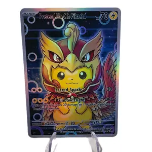 Pretend Ho-Oh Pikachu Alt-Art Custom Card - Cosplay Collectible Showcase - Rainbow Holo Finish (Standard or Textured)