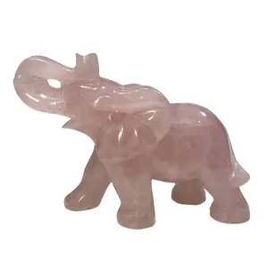 IG Crystal 1 Count High Quality Rose Quartz Elephant Crystal Carving Healing Crystal Gem Reiki Healing Home Decor Crystal Jewelry Shop Pretty Crystals