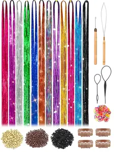 12 Colors Gold Silver Hair Accessories Set, 4200 Pcs Glitter Hair Clips for Holidays Travel Parties Christmas New Year Halloween Birthdays, Glitter Hair Tinsel