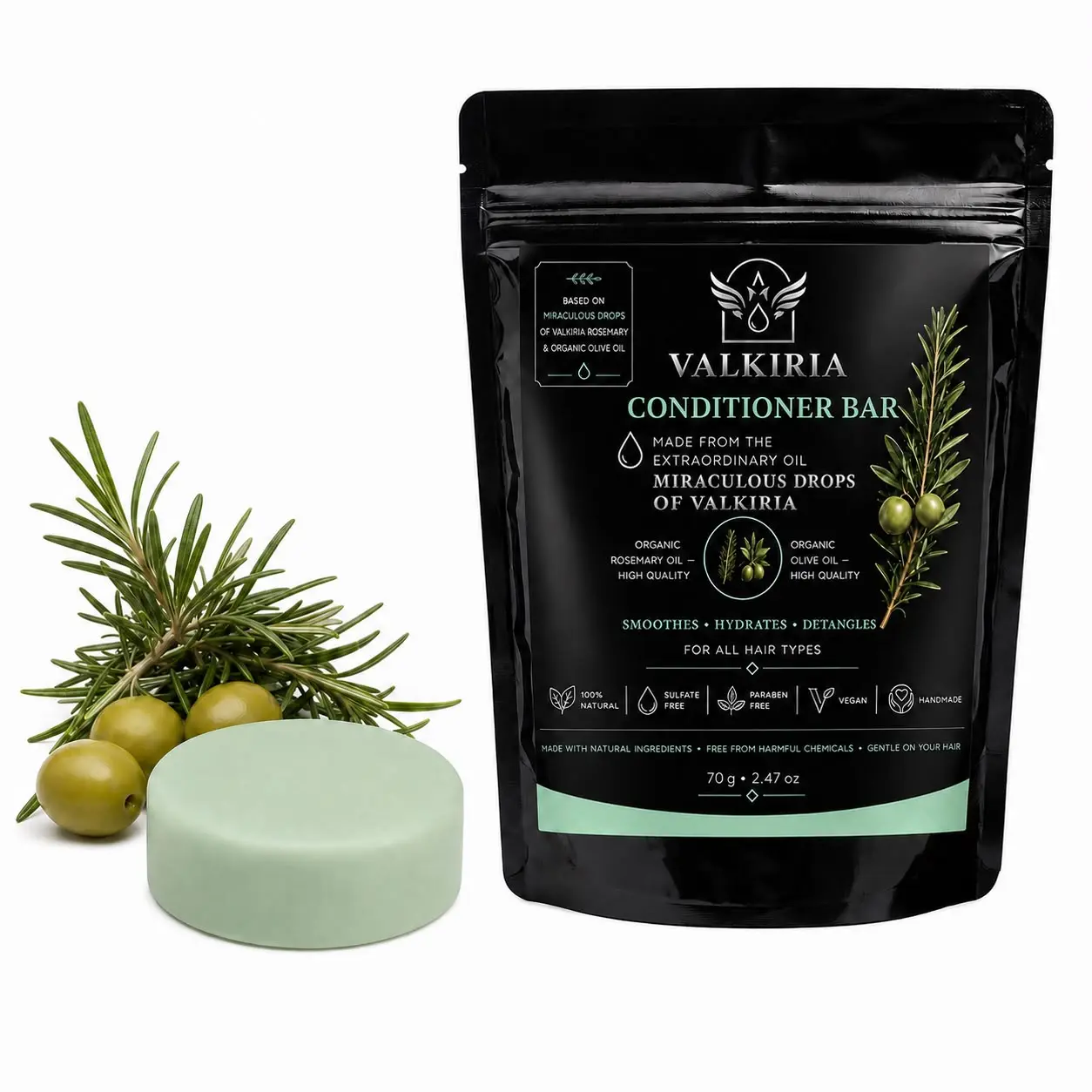 VK Gotas Sagradas Conditioner 70g Bar with Organic Ingredients, Essential Oils & Plant Extracts – Natural Moisturizing Hair Care & Cleansing – 100g – Made in USA