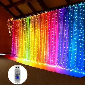 High-Quality USB-Powered LED Curtain Lights, Outdoor String Lights in White, Warm White & Multicolor 300LEDs – Perfect for Garden, Patio, Wedding, Christmas & Halloween Decor | Enchanting Ambiance with Premium Outdoor Lighting Strip Led Lighted
