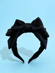 Elegant Satin Bow Hair Clip, Vintage Large Butterfly Design with Long Fringe Ribbon, Anti-Slip Wide Band for All Hairstyles