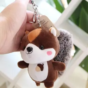Mini Animal Plush Toys Stuffed Rabbit Squirrel Alpaca Pendants Cuddly Fuzzy Keychain Hanging Decor Bags Pendants Funny Children Gift