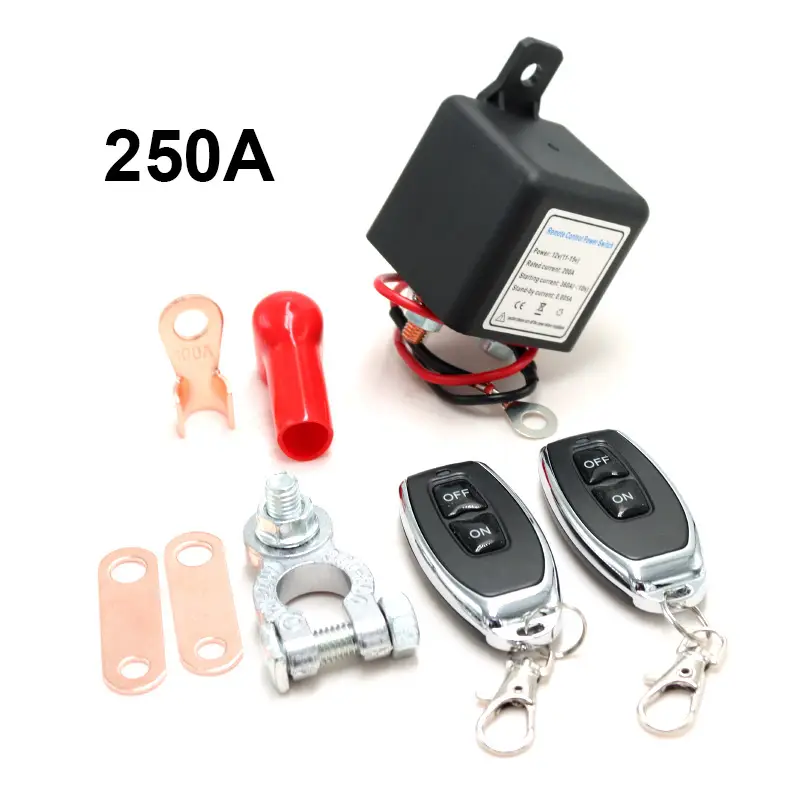 Remote Battery Disconnect Switch 12V Battery Kill Switch 250A Anti-Theft Isolator with Remote Control and Battery Negative Cut Off Function Convenient