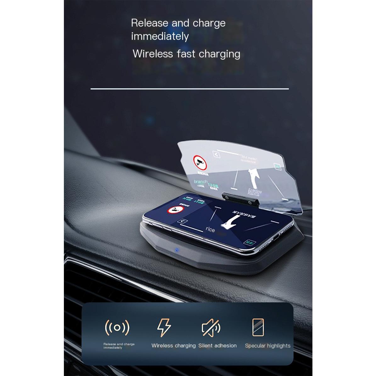 Car HUD Wireless Charger Phone Mount with Projector