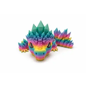 3D Printed Small Rainbow Sherbert Chunky Dragon