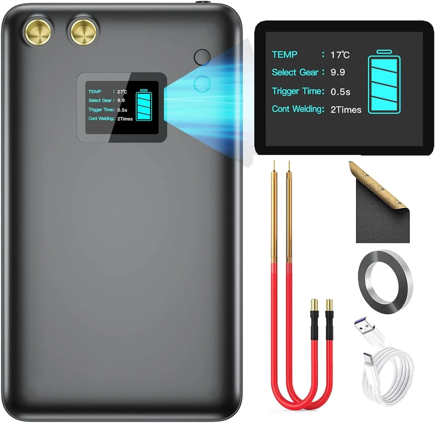 Spot Welder,  1.5" LCD Screen Recyclable 11000mAh Spot Welder, 99 Gears Adjustable  Welder, Mini Spot Welder for 18650  (11000mAh)
