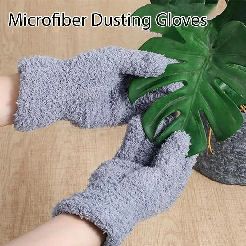 1pc Cleaning Gloves Microfiber Coral Fleece Car Grooming Gloves for Indoor House Plants Kitchen Housework Dusting Gloves