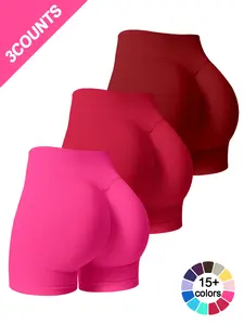 Three piece set of women's high waisted shorts sports leggings comfortable and breathable seamless abdominal and hip lifting quick drying yoga pants gym training outdoor running cycling tennis golf indoor and outdoor women's shorts