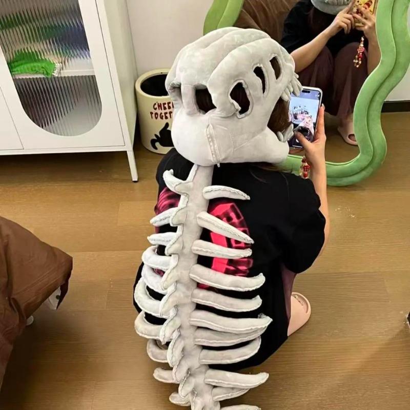 keleton Costume Set Fun Skeleton Dinosaur Costume Dress-Up Fossil Jumpsuit Cosplay Outfit Halloween
