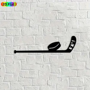 1pc Hockey Stick & Puck Metal Wall Art, Dynamic Hockey Statue Mural, Ideal Gift for Christmas, New Year, Sports Decor Enthusiasts, Rust-Resistant Metal Wall Decor Wall Sculptures, Perfect for Game Room Wall & Backyard Fence Hockey Fans