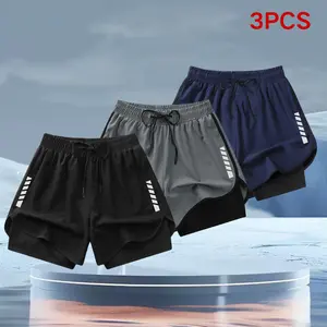 Women’s 3-Pack Summer Lightweight Quick-Dry Double-Layer Athletic Shorts