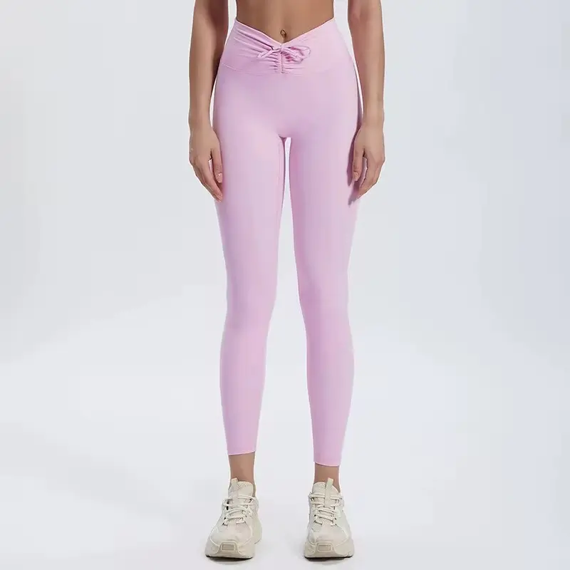 DRAWSTRING LEGGINGS in Pink Color as Showcased in the Image
