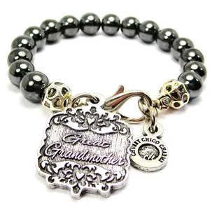 Great Grandmother Victorian Scroll Hematite Glass Bracelet