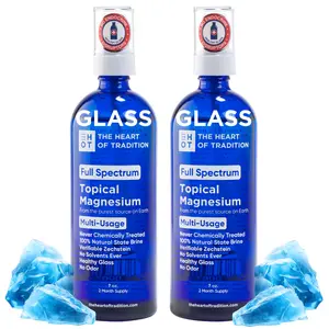 Heart of Tradition Full Spectrum Topical Magnesium DOUBLE PACK for Cramps, Pain, Sleep, Skin & Teeth - Natural Glass Bottles