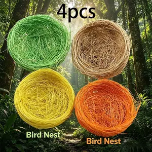4pcs Handmade Bird Nest, Thickened Hemp Weaving, Designed for Parrots, Suitable for Small Pets Like Canaries and Hamsters