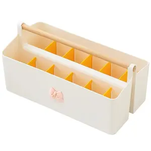 Multifunctional Storage Box with Portable Handle and Adjustable Dividers, Large Capacity Organizer for School, Office, Living Room