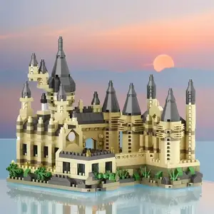 1560 Piece Magic Academy Hall European Medieval Castle Street Scene Building Model Toy Collection, Movie Theme Construction Set for Kids