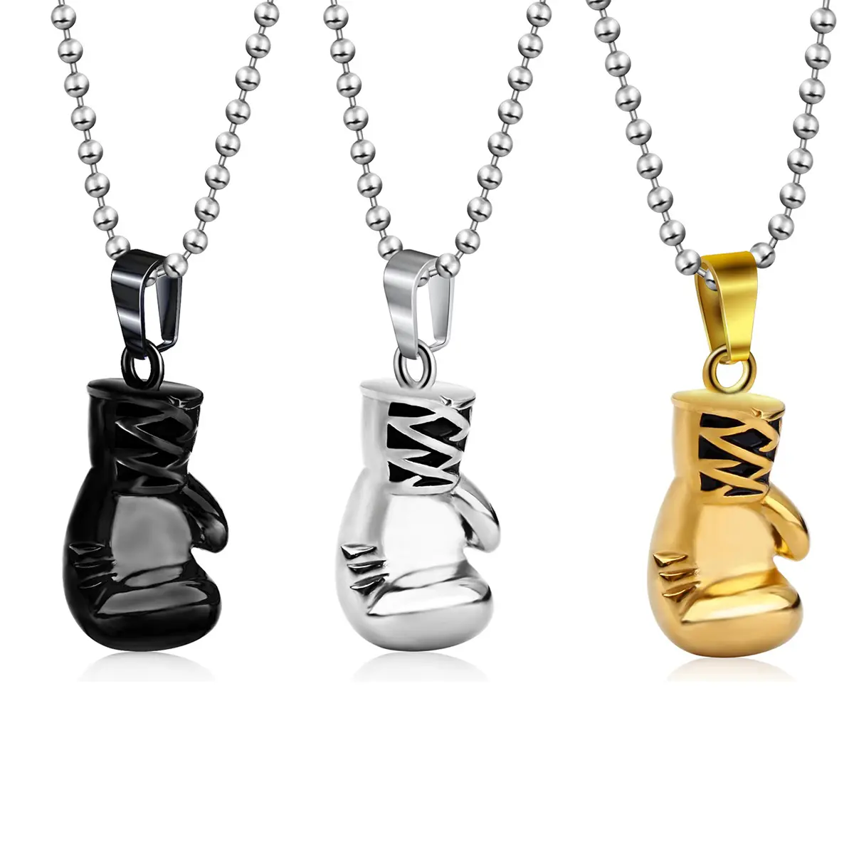 Men's Stainless Steel Pendant Necklace, Vintage Boxing Glove Charm, Silvery Hip-Hop Jewelry for Streetwear and Parties, Stainless Steel Jewelry, Geometric, Male, Party, Chain Jewelry Necklaces