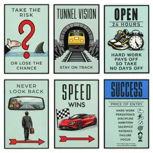 Motivational Monopoly Style Canvas Print, Take The Risk Inspirational Wall Art, Hustle Culture Poster, Decor for Home Office, Living Room, Bedroom, Gym