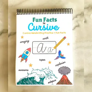 Fun Facts in Cursive - Practice Cursive Handwriting while Learning Fun Facts - Ages 7+