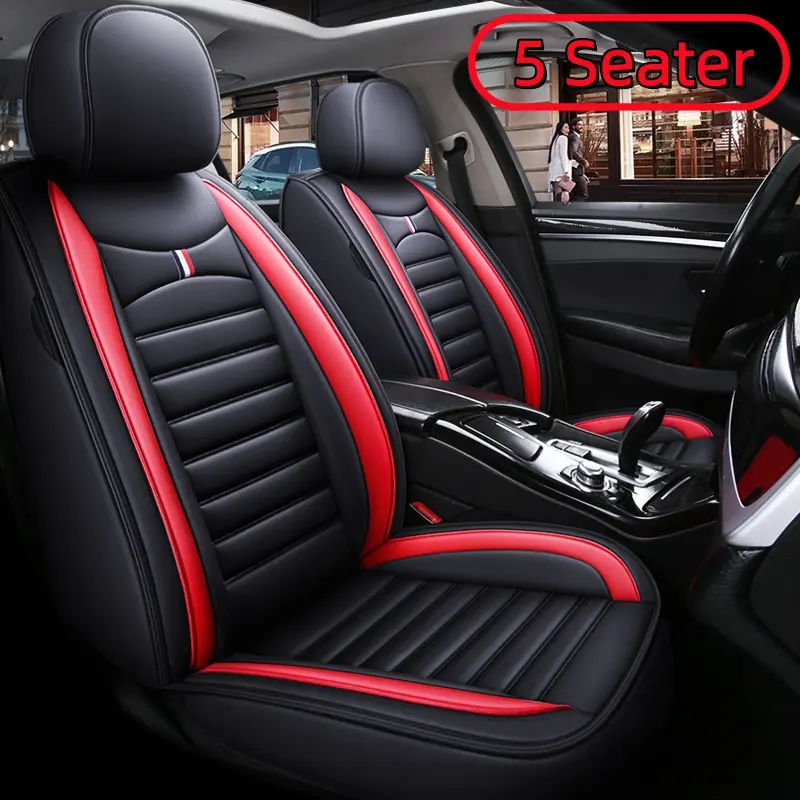 Luxury 5-Seater Leather Car Seat Cushion, Waterproof & Wear-Resistant Automotive Upholstery Padding for Cars (5 Seater compatible), Five Seaters
