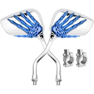 Pairs of Distinctive Skull Skeleton Hand Bicycle Mirror, Rearview Side Mirror Handlebar Mirror Mount Holder Clamp Adaptor 10mm for Scooter Moped Bike Standard Bike Motorcycle