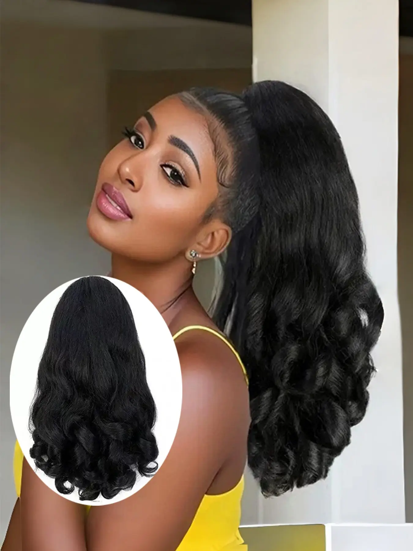 16-Inch Wavy Silky Synthetic Hair Extension, Synthetic Extensions, High-Temperature Resistant for Women, Daily Use & Stylish Look, Synthetic Hair Wig, Ponytail Extensions