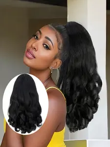 16-Inch Wavy Silky Synthetic Hair Extension, Synthetic Extensions, High-Temperature Resistant for Women, Daily Use & Stylish Look, Synthetic Hair Wig, Ponytail Extensions