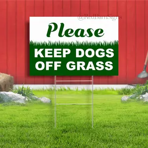 Please Keep Dogs Off Grass Sign Coroplast Plastic Outdoor Window H Stake