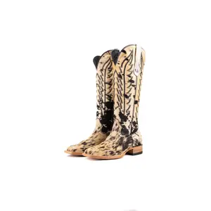 Charlotte Tall Cowhide Square Toe Cowgirl Boot Size 8.5 Box TW23
