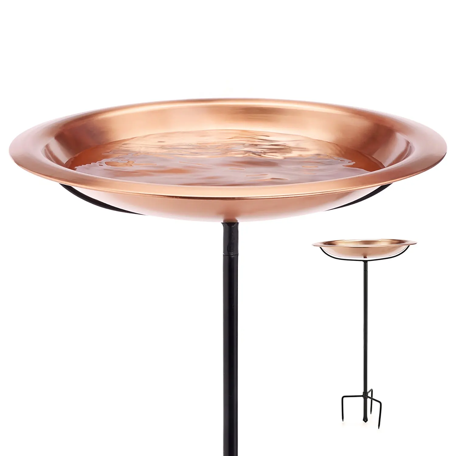 Good Directions 18" Copper Bird Bath with Garden Pole “ Matte Finish