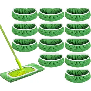 12-Pack Reusable Coral Fleece Mop Pads Washable Wet Mopping Cloths and Dry Sweeping Cloths for Swiffer Sweeper – Washable Wet & Dry Microfiber Pads for Surface/Hardwood Floor Cleaning, Tile & More.