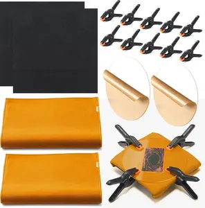 16 count Trading Card Cleaning Care Tool Accessory Kit  Card Flattening Kit Include 2 count 6 Inches Clear  Rounds 10 Plastic Clamps 2 Pad Material 2 Shammy Towel