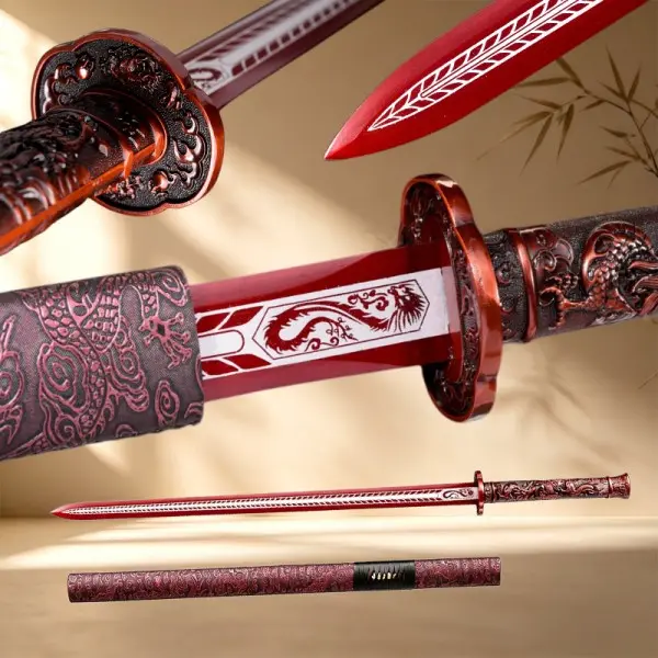 Hand Forged Full Tang Katana, 1095 High Carbon Steel Heat Tempered Blade, Unsharpened Full Size Katana, Iaido & Swordsmanship Practice Prop, Cosplay Themed Costume Party Accessory
