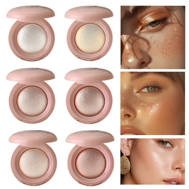 Face Glow Highlighter Palette with Shimmer Finish, Long Wear Brightening Powder for Natural Day and Evening Makeup