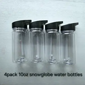 4pack diy 10oz snow globe water bottle  Drinkware Portable Washable Reusable Tumbler Plastic Cup