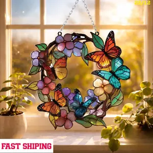 Butterfly Tree Acrylic Window Hanging, Nature Home Decor, Butterflies Suncatcher