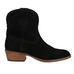 Dingo Womens Tumbleweed Pull On Round Toe  Casual Boots Ankle Low Heel 1-2" - Black