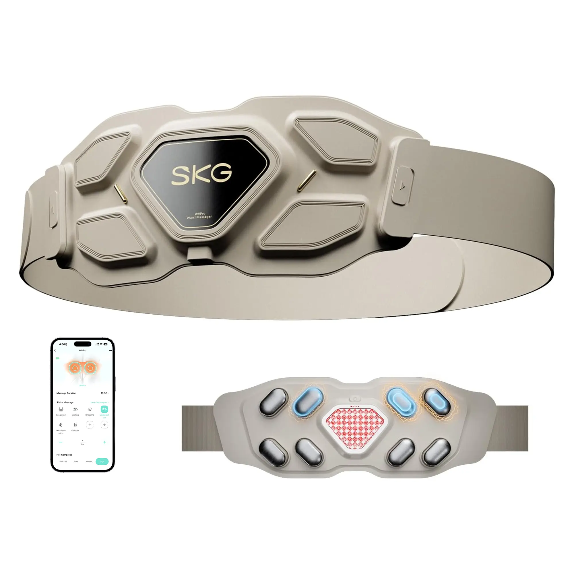 SKG W9 Pro Lower Back Massager, Adjustable Cordless Heating Pad Vibrating Back Massager Waist Lumbar Belt, Gifts for Mom Dad Men Women Comfort,back to school,back to school haul