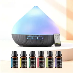 Complete Aromatherapy Experience: 500ml Essential Oil Diffuser Set with Remote, Ultrasonic Humidifier, Color-Changing Lights & 6 Premium Oils