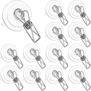 16 count Suction Cup Clips Plastic Round Window Suction Cups Clamp Holder with Clips Heavy Duty for   Office Shower Accessories