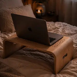 Wooden Laptop Tray - Portable Lap Desk with Ventilation