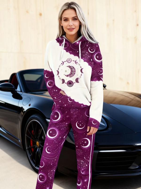 Women's Pullover Hoodie - violet Celestial Graphic Sweatshirt with Hood, Soft Everyday Casual Hoodie for Women, Machine Washable Sweater