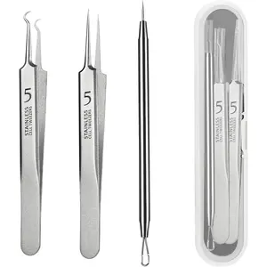 Blackhead Tweezers, Milia Remover, Pimple Popper Tool,Ingrown Hair Tweezers, Blackhead Extractor