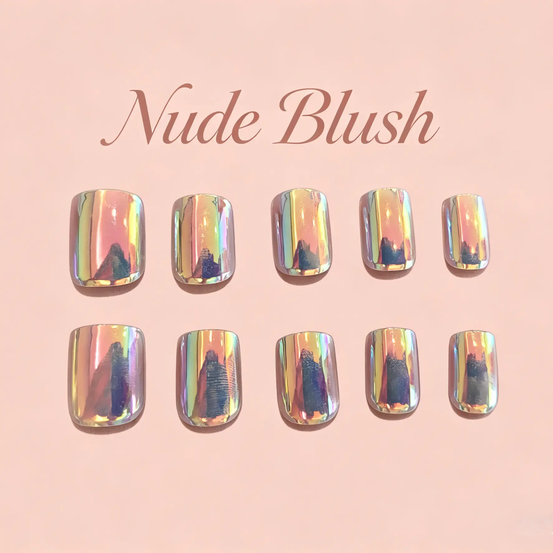 Nude Pink Press On Nails 24PCS | Glossy Short Square Fake Nails | Natural Everyday Reusable Nails with Jelly Tabs