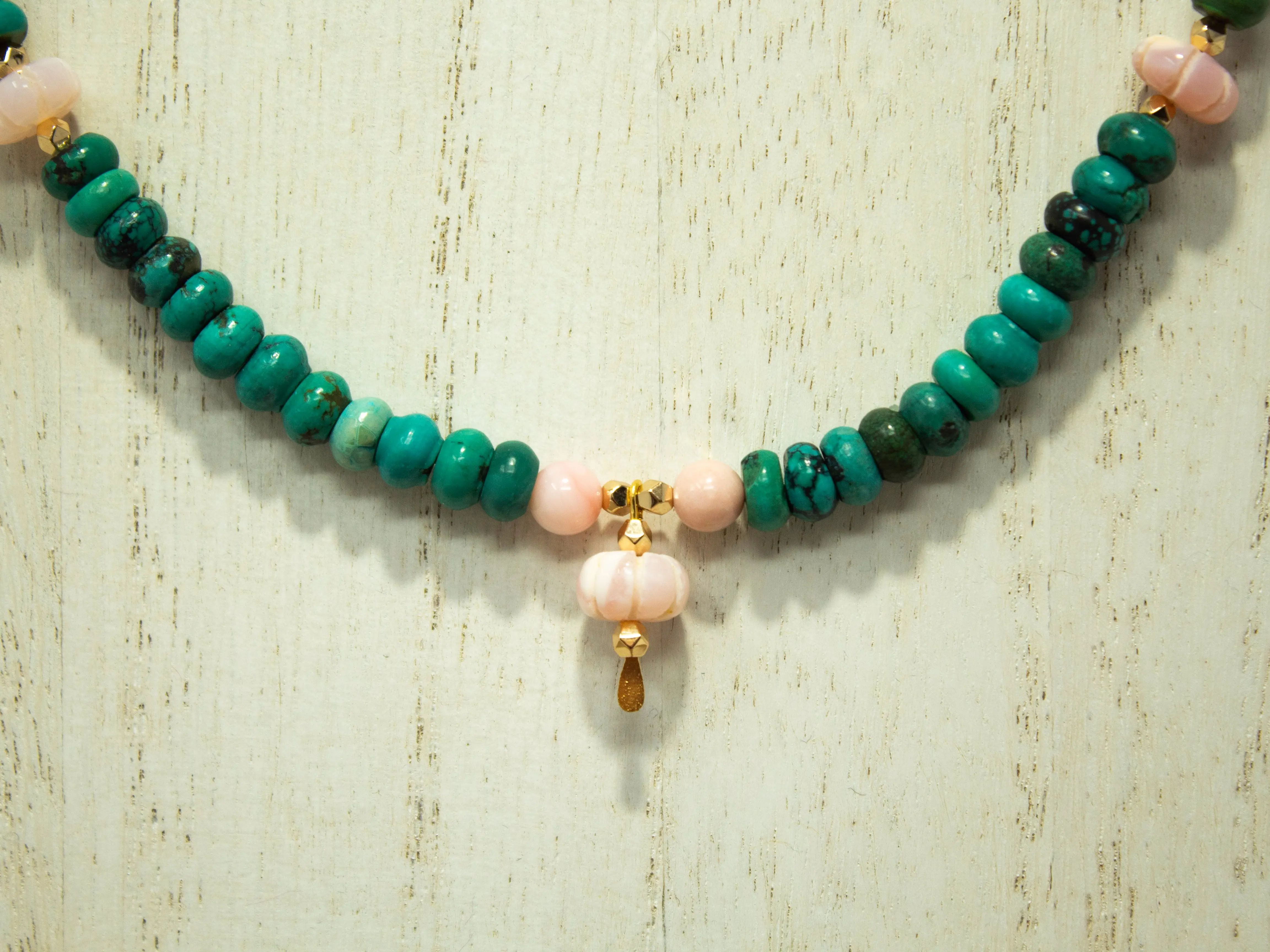 Turquoise and Peruvian Pink Opal Necklace